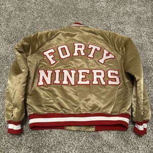 Vintage Chalk Line San Francisco 49ers Gold Satin Spell Out Jacket Size XL Rare
